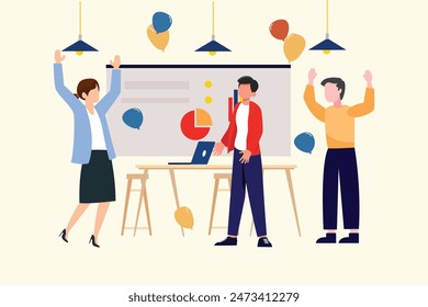 Gathering employees Concept. Colored flat vector illustration isolated.