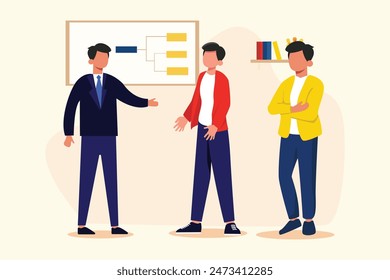 Reunión de empleados Concepto. Ilustración vectorial plana de color aislada.
