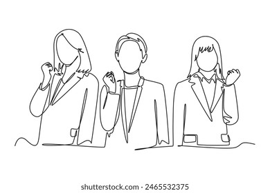 Gathering employees Concept. Single line draw design vector graphic illustration.