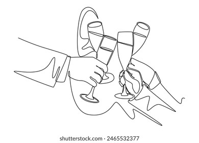 Gathering employees Concept. Single line draw design vector graphic illustration.
