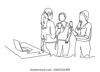 Reunión de empleados Concepto. Ilustración gráfica de Vector de diseño de línea única.