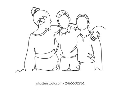 Gathering employees Concept. Single line draw design vector graphic illustration.