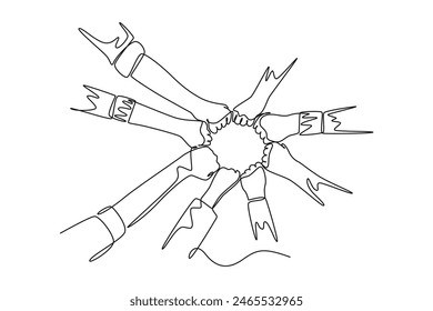 Gathering employees Concept. Single line draw design vector graphic illustration.