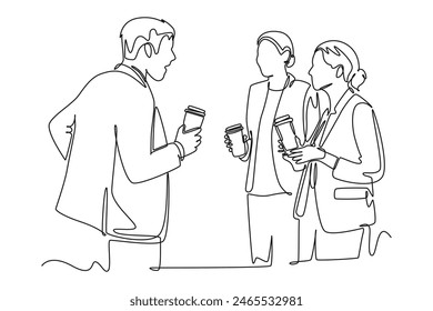 Gathering employees Concept. Single line draw design vector graphic illustration.