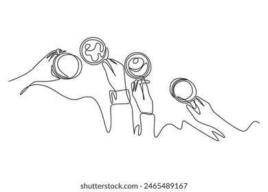 Gathering Family Concept. Single line draw design vector graphic illustration.