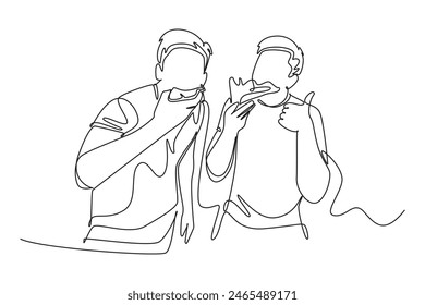 Gathering Family Concept. Single line draw design vector graphic illustration.