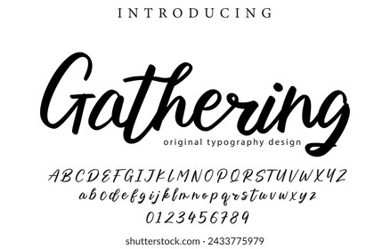 Gathering Font Stylish brush painted an uppercase vector letters, alphabet, typeface