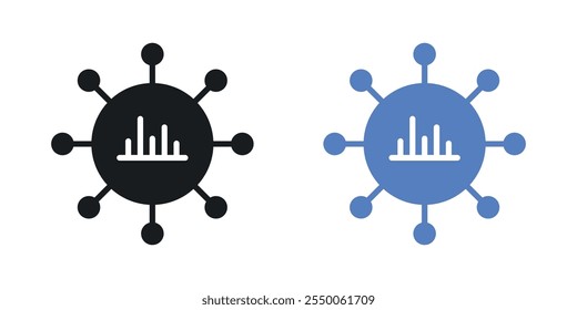Gathering information icon set in black and colored version