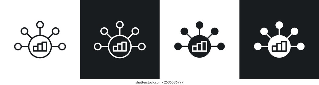 Gathering information vector icon set in black and white. EPS 10 illustration