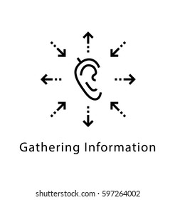 Gathering Information Vector Line Icon 