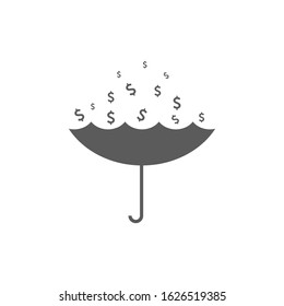 Gathering Money With Umbrella In Money Rain