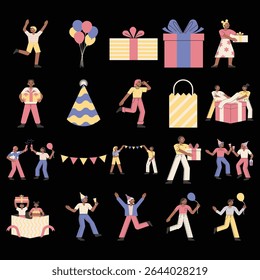 Gathering and Party Celebration with Simple Clean Flat Decoration