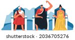 Gathering of people on voting, judges declaring conclusion. No and negative sign of thumb down. Court or decision, jury or historical events in roman empire. Vector in flat style illustration