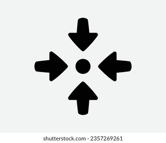 Icono De Recolección Icono De Emergencia Posición Del Plan De Evacuación Cuatro Flechas Flecha Apuntando Forma De Contorno Blanco Negro Vector Clipart Ilustración Símbolo