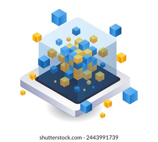 Zusammentragen von technologischen Blockchain-Abstract-Boxen