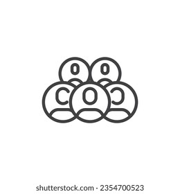 Das Symbol für Kollektionen und Communities wird angezeigt. lineares Stilzeichen für mobiles Konzept und Webdesign. Gruppe von Menschen umreißen Vektorsymbol. Symbol, Logo-Abbildung. Vektorgrafik