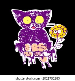 gatico asombrado wo flowy t design vector illustration for use in design and print wall art poster canvas