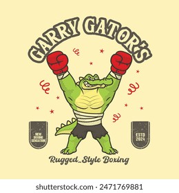 Gator Boxing Vintage And Retro Mascot Illustration