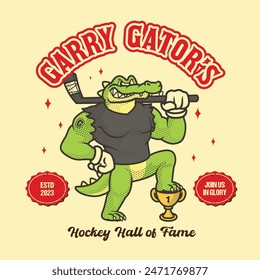 Gator Hockey Vintage And Retro Mascot Illustration