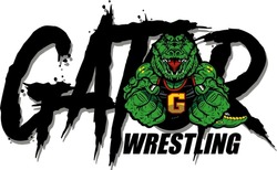 Gator Wrestling Team Design With Muscular Mascot For School, College Or League Sports