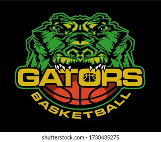 gators basketball team design with ball and mascot for school, college or league