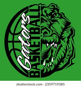 gators basketball team design with ball and mascot for school, college or league sports