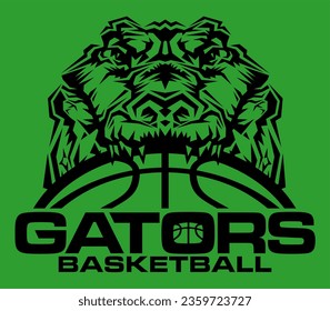 gators basketball team design with ball and half mascot for school, college or league sports