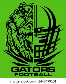 gators football team design with half mascot and facemask for school, college or league