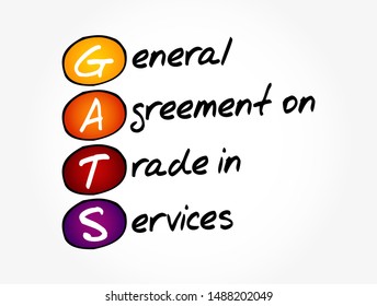 GATS General Agreement on Trade in Services - is a global trade agreement to regulate and promote international trade in services, acronym text concept background