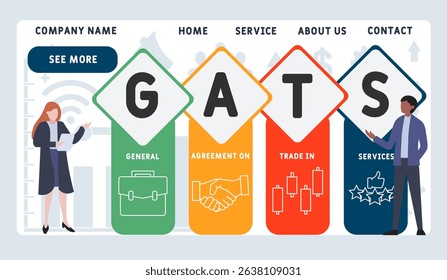 GATS General Agreement on Trade in Services acronym. business concept background. vector illustration concept with keywords and icons. lettering illustration with icons for web banner, flyer, landing