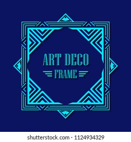 Gatsby Art Deco border frame. Abstract ornamental pattern. Template for design