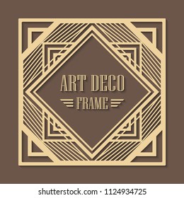 Gatsby Art Deco border frame. Abstract ornamental pattern. Template for design