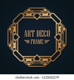 Gatsby Art Deco border frame. Abstract ornamental pattern. Template for design