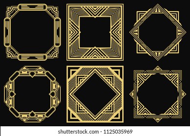 Gatsby Art Deco Border Frames Set. Abstract Ornamental Pattern. Template For Design