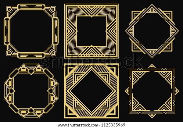 Gatsby Art Deco Border Frames Set Stock Vector (Royalty Free ...