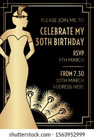 Gatsby Art Deco Style Birthday Invitation Design 