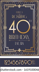 Gatsby Birthday Template Design, Roaring 1920s Vector And Illustration