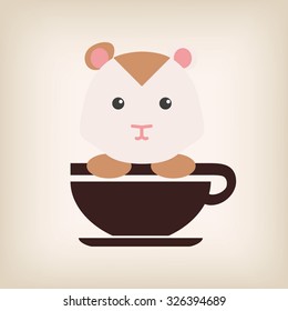 Gatsby rat face with coffee cup logo vector.