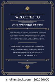 Gatsby Style Invitation In Art Deco Or Nouveau Epoch 1920's Gangster Era Vector