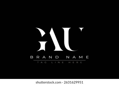 Projeto de logotipo de letra abstrata GAU. Este logotipo é desenhado por três letras abstratas.