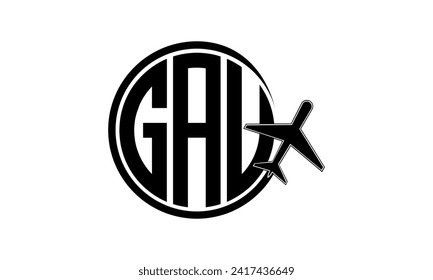 Vector de diseño del logotipo del círculo de la agencia de viajes y la visita guiada inicial de la GAU. hajj Umrah agencia, abstract, agencia de turismo, guía turística, emiratos, aerolíneas, vuelo en avión, negocios, monograma, marca, empresa