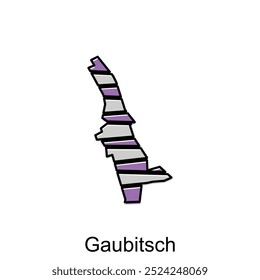 Mapa de Gaubitsch. Mapa de Vector del Country austriaco con diseño geométrico. Bordes de color para su infografía. Plantilla de diseño de Ilustración vectorial