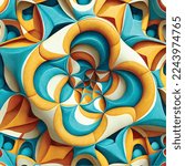gaudi style seamless colorful vortex vector background illusion kaleidoscope weaved shapes 3d abstract 