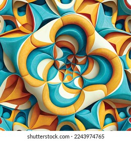 gaudi style seamless colorful vortex vector background illusion kaleidoscope weaved shapes 3d abstract 