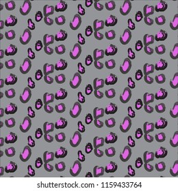 Gaudy animalistic pattern vector illustration. Bright pink leopard stains on grey texture