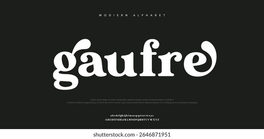 Gaufre Modern minimal logo alphabet font. Typography abstract sans serif technology, electronic, movie, future, creative logos fonts. vector illustration 