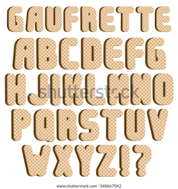 Gaufrette Waffle Font Complete Alphabet Numbers Stock Vector (Royalty ...