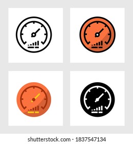Gauge Car Dashboard Speedometer icon vector design in filled, thin line, outline and flat style.