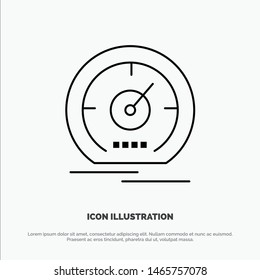 Gauge, Dashboard, Meter, Speed, Speedometer Line Icon Vector. Vector Icon Template background