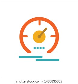 Gauge, Dashboard, Meter, Speed, Speedometer  Flat Color Icon. Vector icon banner Template